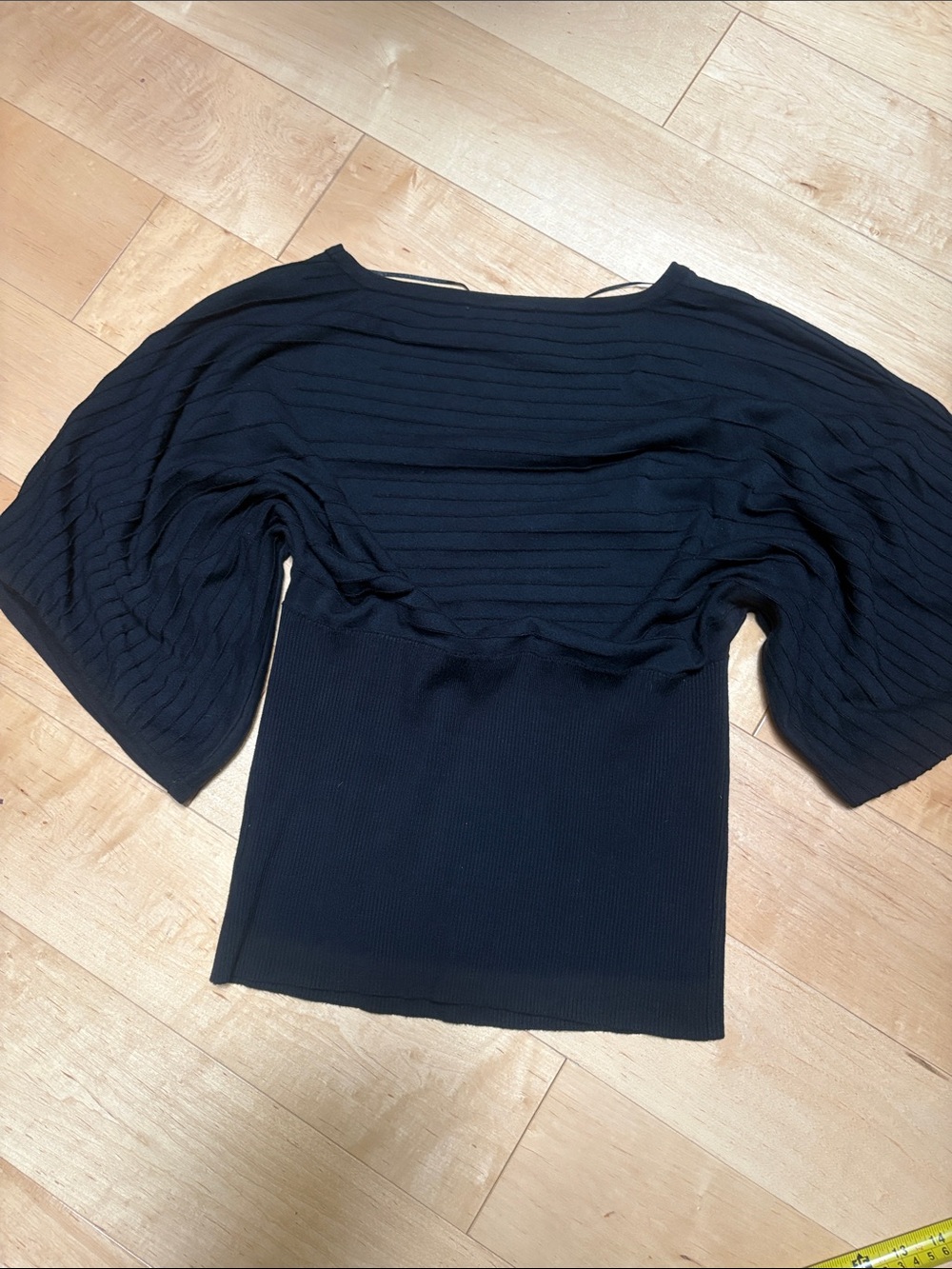 Style & Co. Black Ribbed Wide-Sleeve Knit Topper - Picture 7 of 7